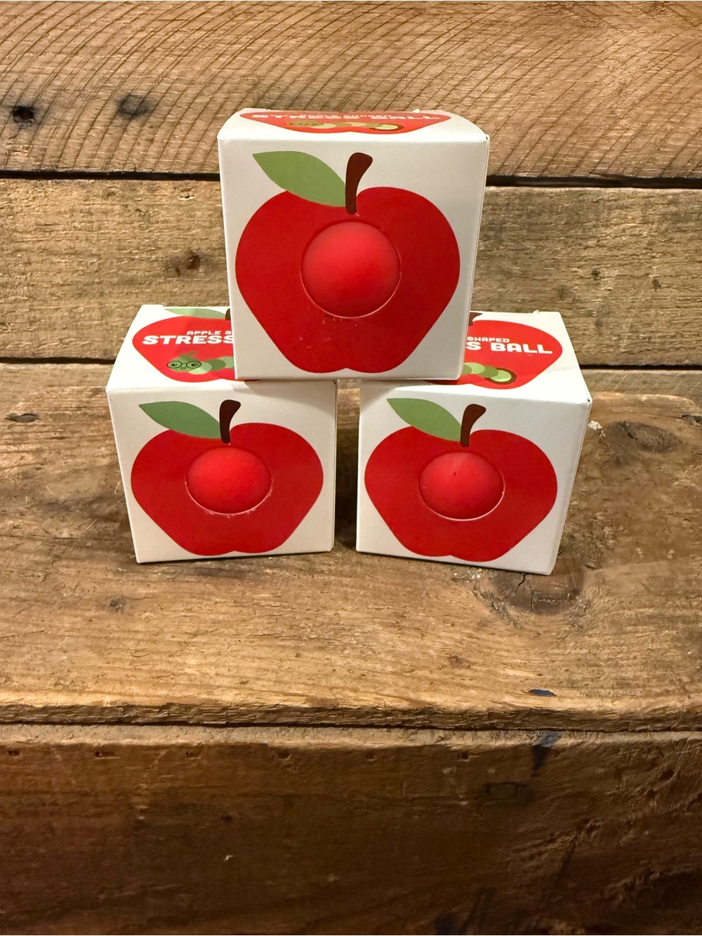 Red Apple Kids Stress Ball Toy - Packable Sensory Fidget Bundle of 3